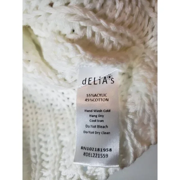 Delia*s Dollskill Womens L Cropped Sweater Crochet Retro Summer Loose Knit - Picture 7 of 7
